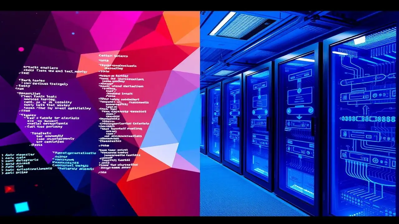 Pantalla dividida: arte abstracto y racks tecnológicos