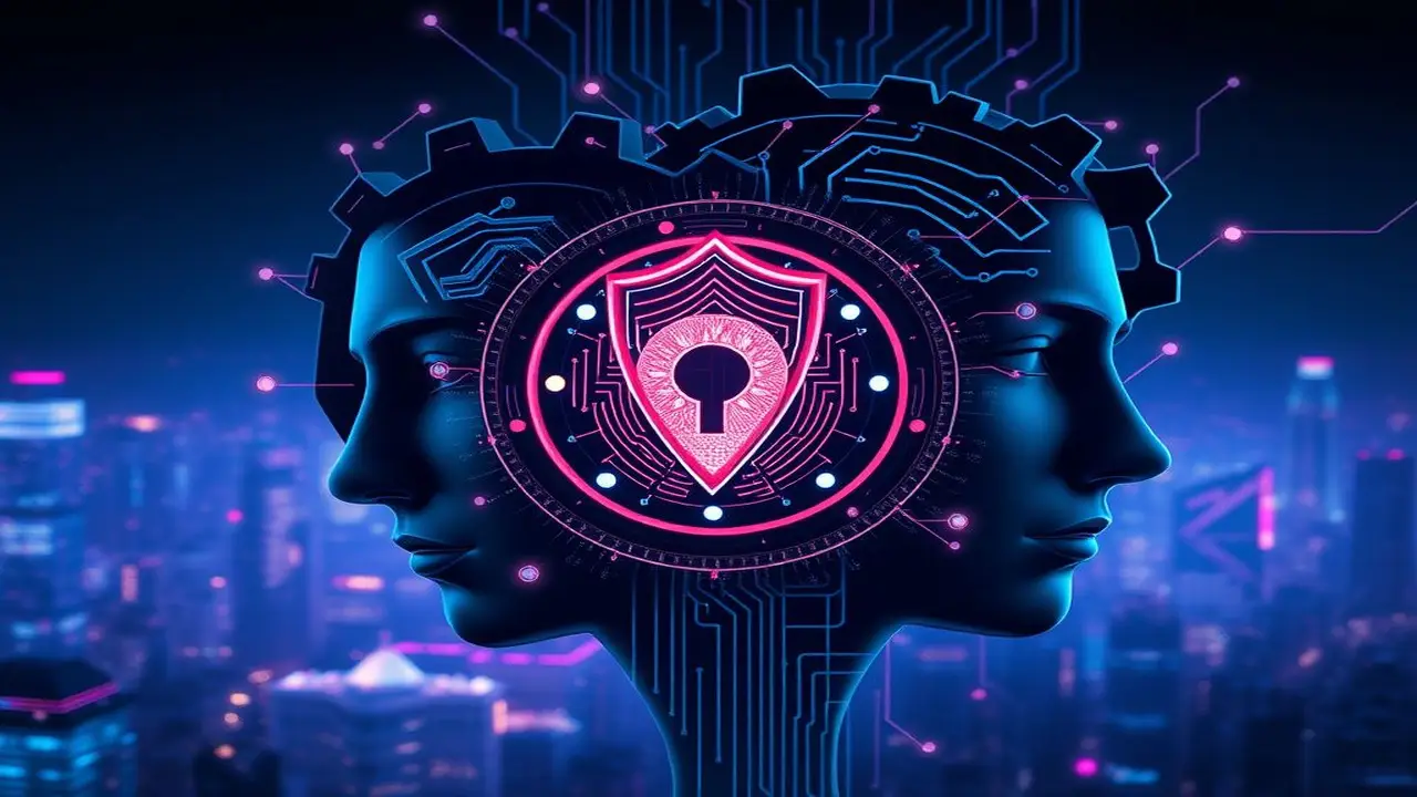 Cibernética futurista: engranajes, rostros y privacidad