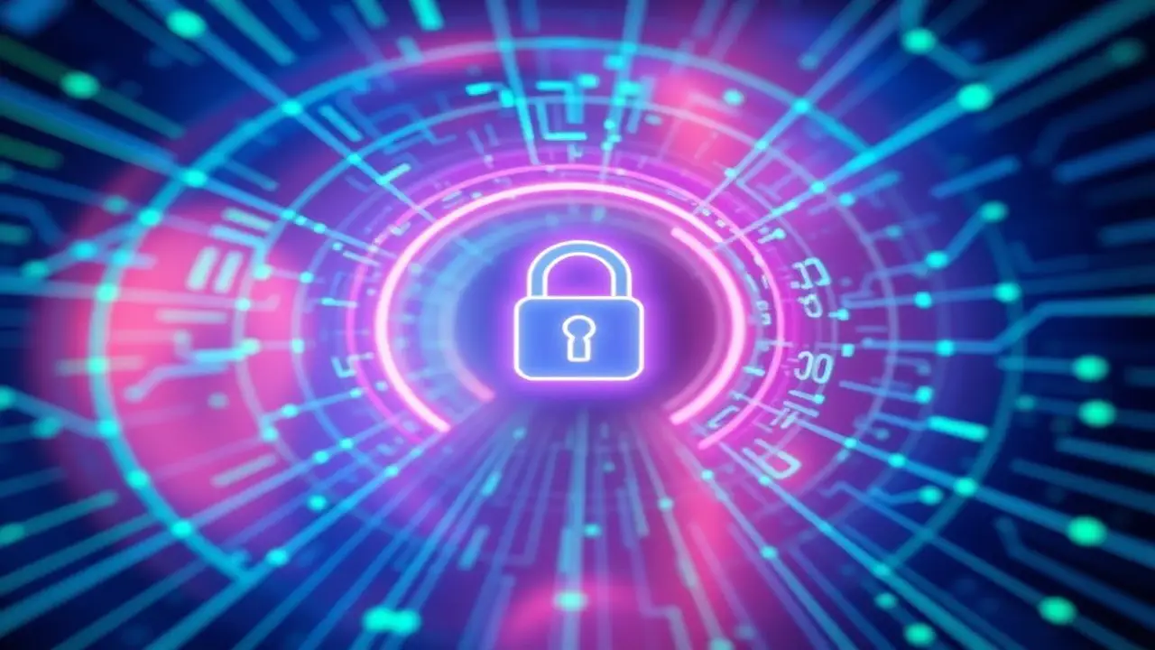 Ciberseguridad futurista, datos fluyen seguros